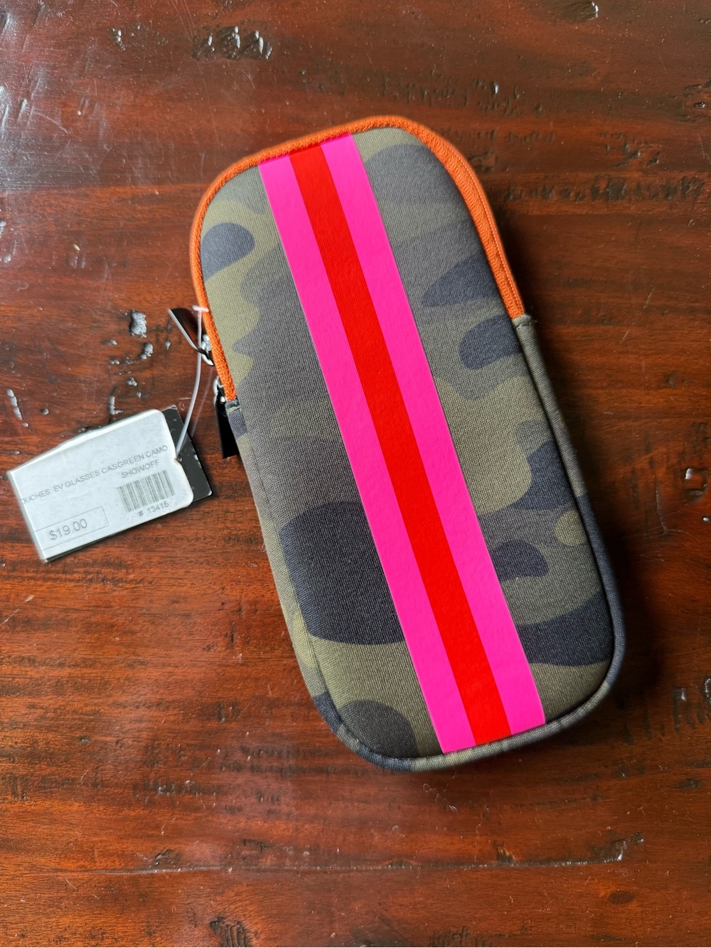 HAUTE SHORE Camo Eyewear Case with Orange Stripes
